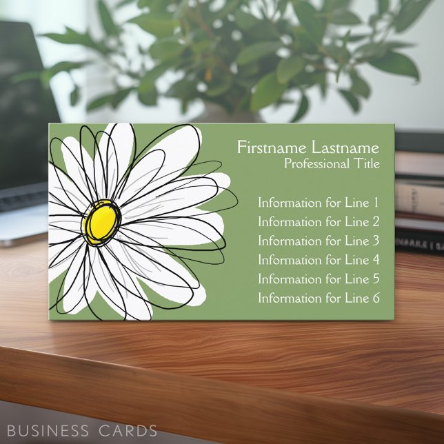 Carte De Visite Marguerite lunaire - vert jaune (Custom Business Card - Online Template Plus Low Quantity Printing)