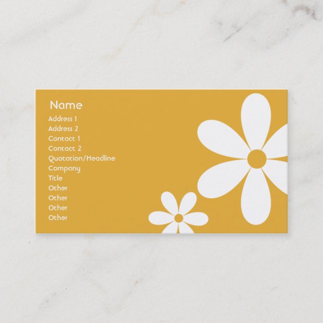 Carte De Visite Marguerites oranges - affaires (Devant)