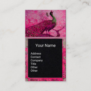Carte De Visite MARIAGE AMOUR PAON MONOGRAMME Papier Rose Noir