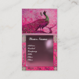 Carte De Visite MARIAGE AMOUR PAON MONOGRAMME rose violet améthyst