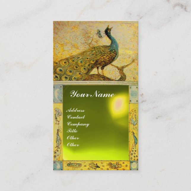 Carte De Visite MARIAGE AMOUR PAON MONOGRAMME topaze marron jaune (Devant)