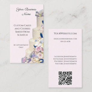 Carte De Visite Mariage Boulangerie de gâteau élégant rose personn