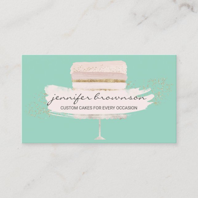 Carte De Visite Mariage Cake Logo Occasion Party Sweets vert (Devant)