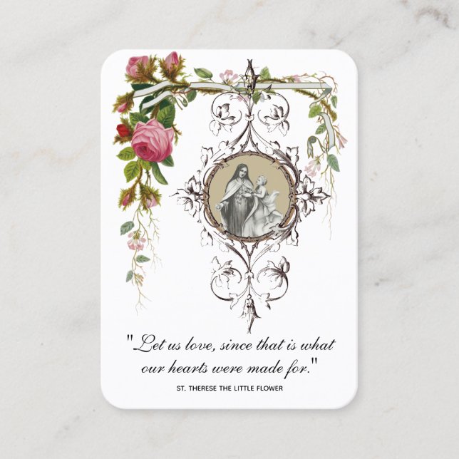 Carte De Visite Mariage catholique Favor St. Therese Souvenir (Devant)