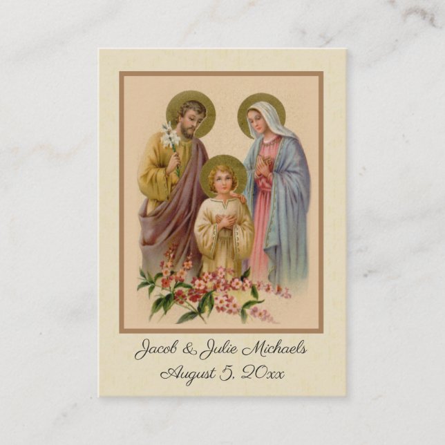 Carte De Visite Mariage catholique Favoriser la Sainte Famille Car (Devant)