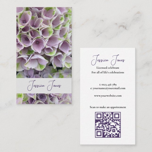 Carte De Visite Mariage célébré Simple Mauve Floral (Devant / Derrière)