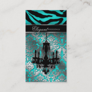 Carte De Visite Mariage Chandelier Événement Planificateur Blue Si