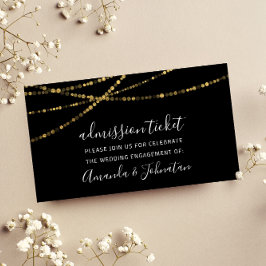 Carte De Visite Mariage de billet d'entrée Gold Lumières Noir Blan