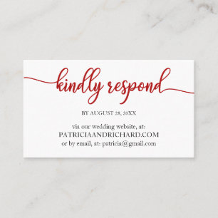 Carte De Visite Mariage de calligraphie simple en ligne RSVP