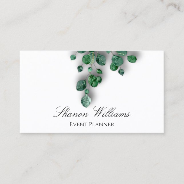 Carte De Visite Mariage de l'organisateur d'événements Eucalyptus  (Devant)