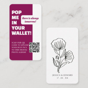Carte De Visite Mariage Deep Pink Scan Qr Code Album photo moderne