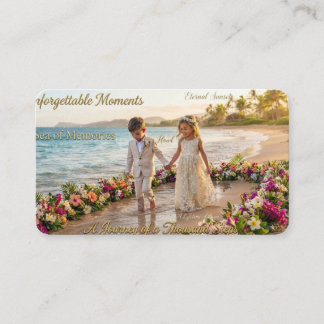 Carte De Visite Mariage Elégant sur la Plage Enfant Porte-Alliance
