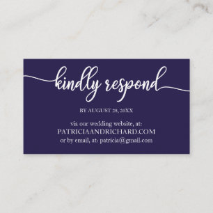 Carte De Visite Mariage en ligne de la Marine Blue Calligraphy
