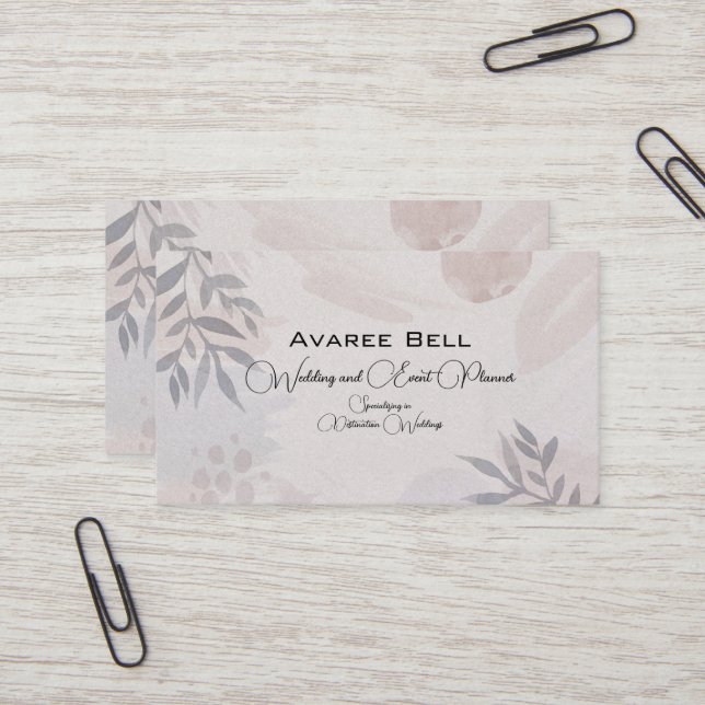 Carte De Visite Mariage et planificateur d'événements floraux Tan  (Devant/Arrière en situation)