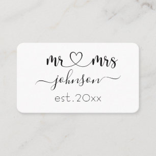Carte De Visite Mariage Fiançailles Coeur M. Mme Nom personnalisé