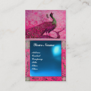 Carte De Visite MARIAGE LOVE PEACOCK MONOGRAM rose bleu saphir