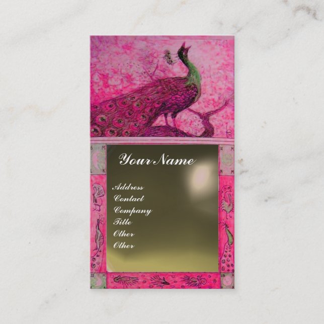 Carte De Visite MARIAGE LOVE PEACOCK MONOGRAM rose gris agate (Devant)