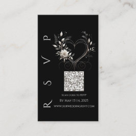 Carte De Visite Mariage moderne RSVP QR code-Fleurs blanches