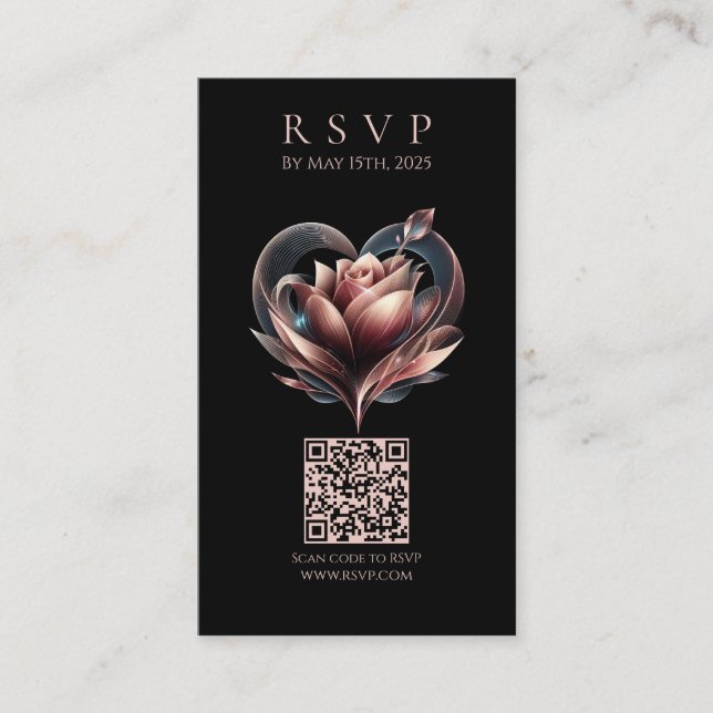 Carte De Visite Mariage moderne RSVP Rose rose rose rose (Devant)