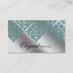 Carte De Visite Mariage Planificateur d'événements Damask Sparkle 