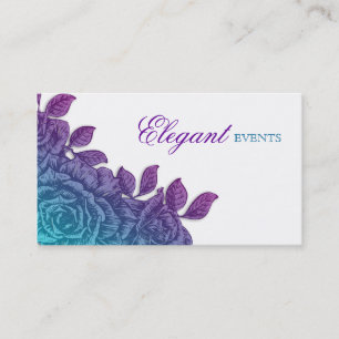 Carte De Visite Mariage Planificateur d'événements Rose Flower Blu