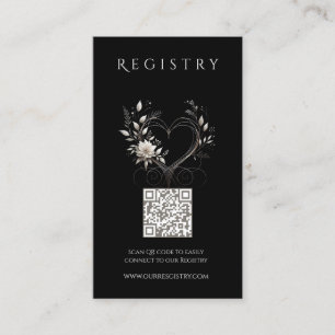 Carte De Visite Mariage Registre-Fleurs blanches avec un coeur