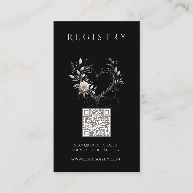 Carte De Visite Mariage Registre-Fleurs blanches avec un coeur (Devant)
