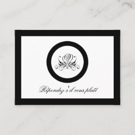 Carte De Visite Mariage Rose noir Calligraphie