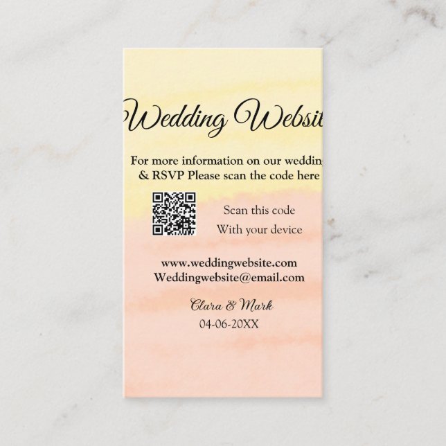 Carte De Visite Mariage site web ajouter Q R code scanner ajouter  (Devant)