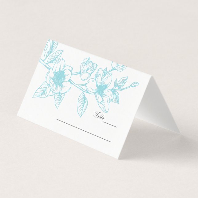 Carte De Visite Mariage Turquoise Magnolia Fleurs (Devant)