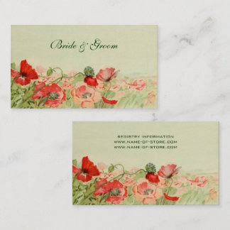Carte De Visite Mariage Vintage, Fleurs de Coquelicot Rouges Prair
