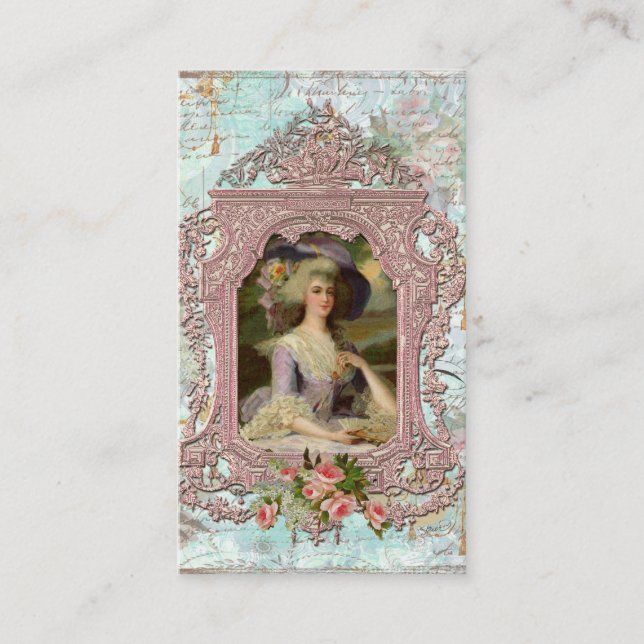 Carte De Visite Marie Antoinette dans un cadre rose (Devant)