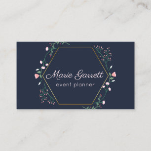 Carte De Visite Marine aux fleurs roses