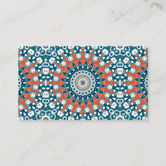 Carte De Visite Marine bleu et orange sur l'art médaillon blanc