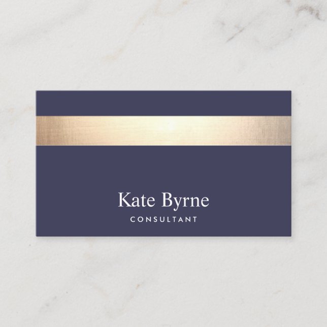 Carte De Visite Marine Bleu - Gold Stripe Moderne Design (Devant)