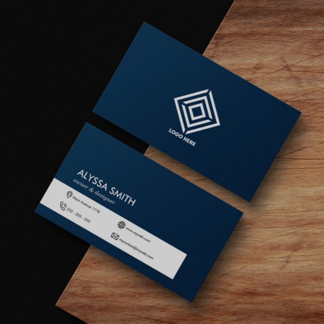 Carte De Visite Marine Bleu Simple Nettoyer Personnalisé Personnal (Créateur téléchargé)