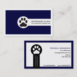Carte De Visite Marine bleu Vet/Vétérinaire Clinique minimaliste