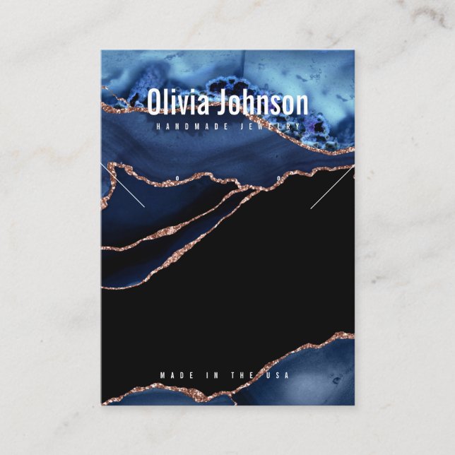 Carte De Visite Marine Blue Agate Bijoux Boucles d'oreilles Écran  (Devant)