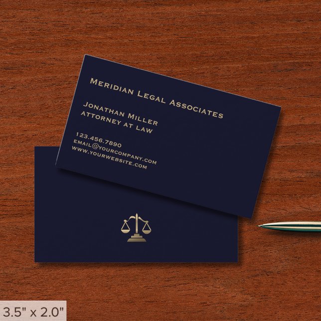 Carte De Visite Marine Blue and Gold Legal (Créateur téléchargé)