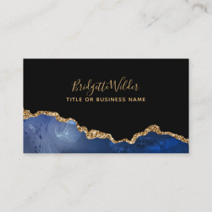 Carte De Visite Marine Blue Black Gold Parties scintillant Agate