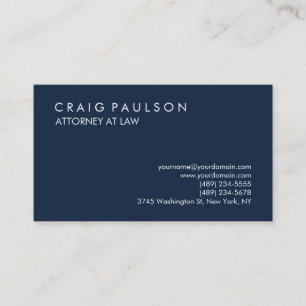 Carte De Visite Marine Blue Elegant Plain Professionnel
