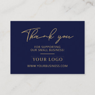 Carte De Visite Marine Blue & Gold Business Logo Packaging Merci