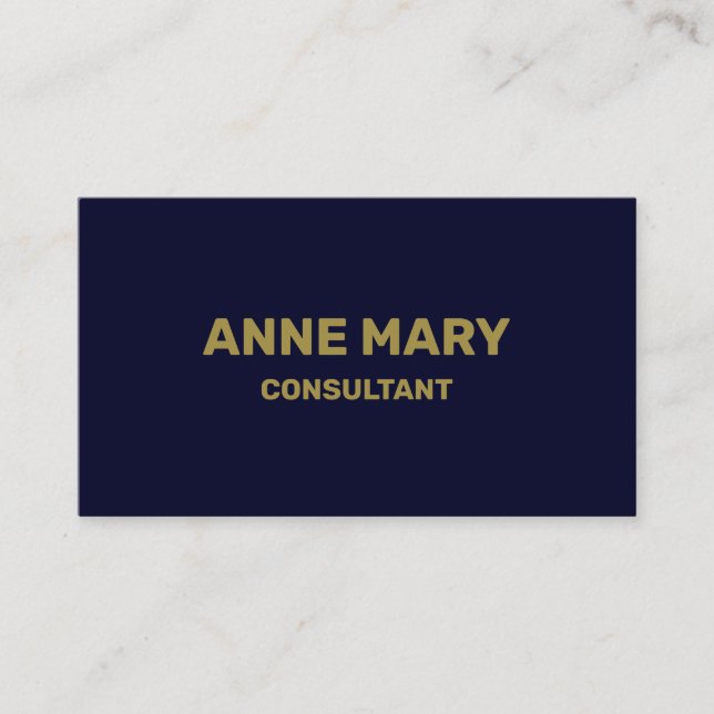 Carte De Visite Marine Blue Gold Minimal Moderne Élégant Consultan (Devant)