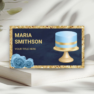 Carte De Visite Marine Blue Gold Parties scintillant Custom Birthd