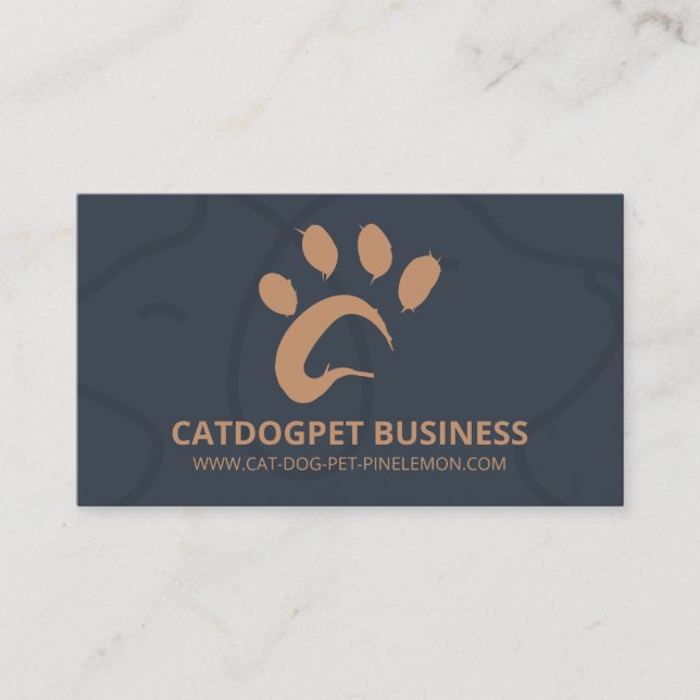 Carte De Visite Marine Brown Qr Code Logo Chien Chat Pot Paw (Devant)