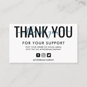 Carte De Visite Marine Calligraphie Merci Mini Média Insertion