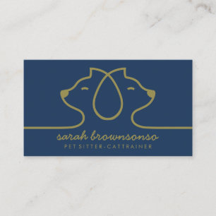 Carte De Visite Marine Chat Line Logo Petsitter Profession vétérin