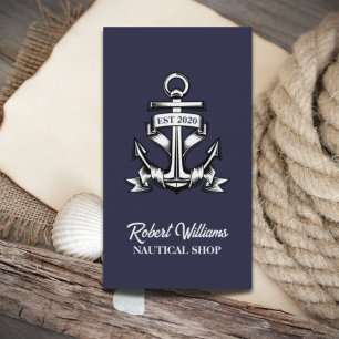 Carte De Visite Marine côtière Blue Yacht Bateau Bateau Ancre naut