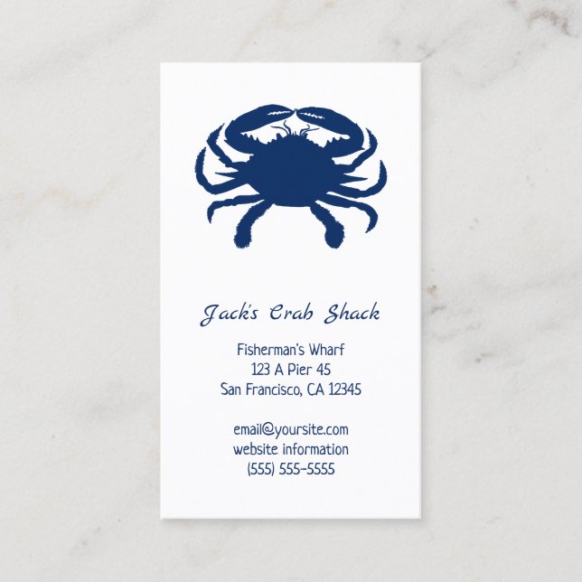Carte De Visite Marine Crabe bleu Silhouette Restaurant de fruits  (Devant)