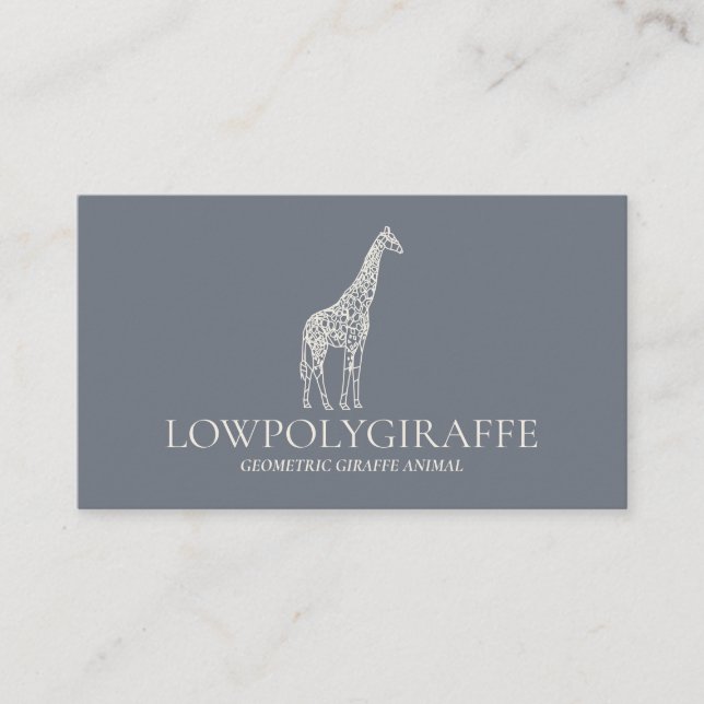 Carte De Visite Marine Crème Sage Animal Lowpoly Giraffe (Devant)